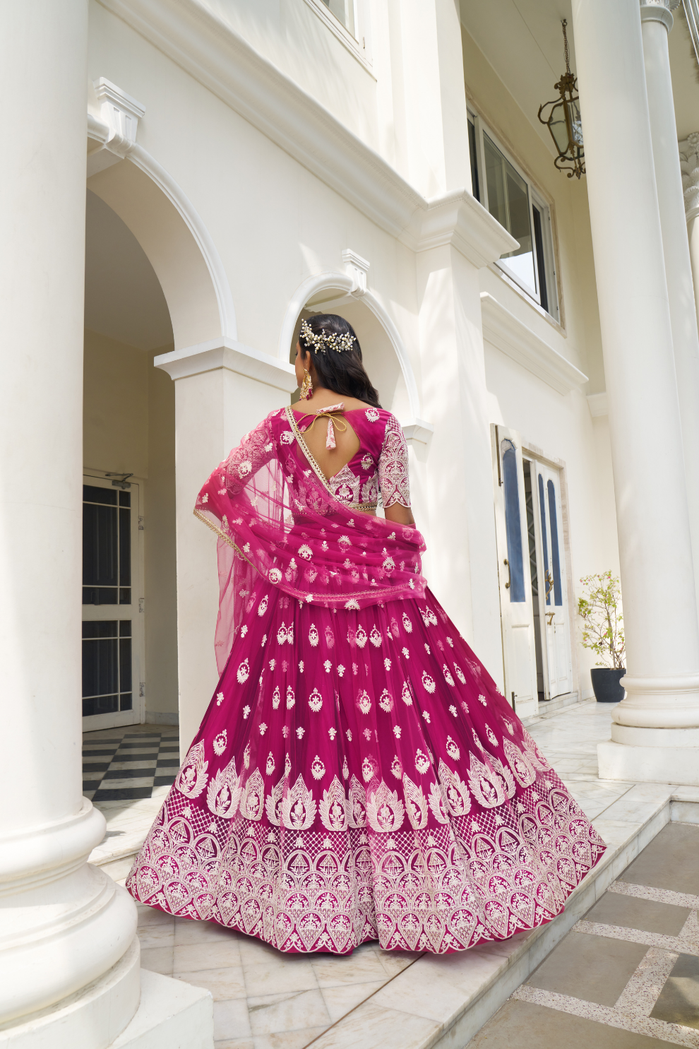 Graceful Thread and Sequin Embroidered Net Lehenga for Parties