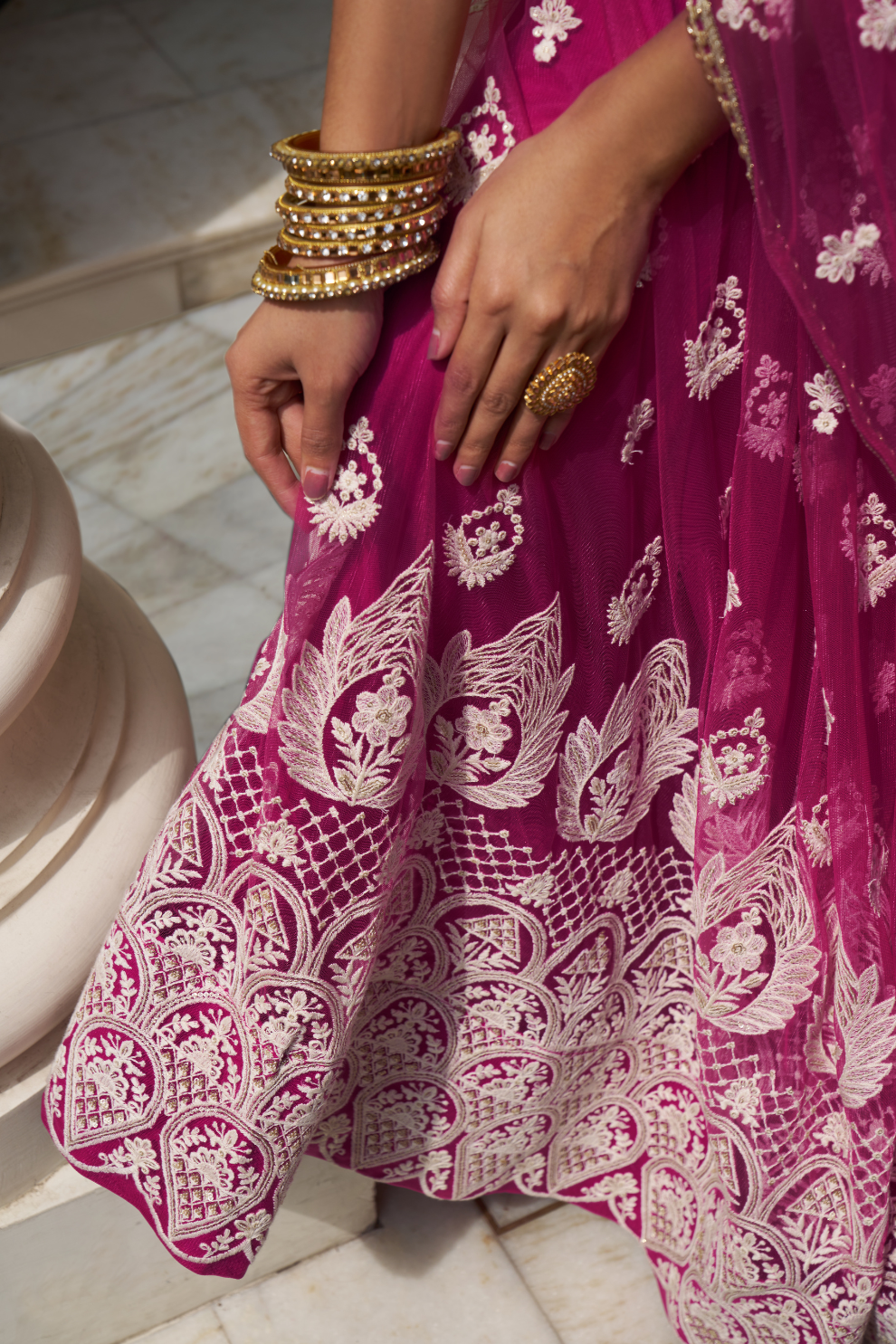 Graceful Thread and Sequin Embroidered Net Lehenga for Parties