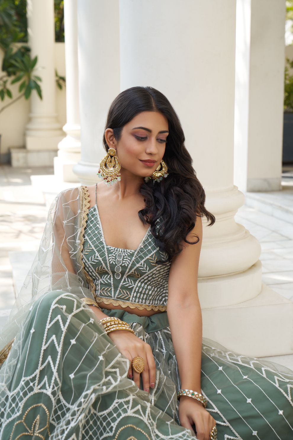 Graceful Thread and Sequin Embroidered Net Lehenga for Parties