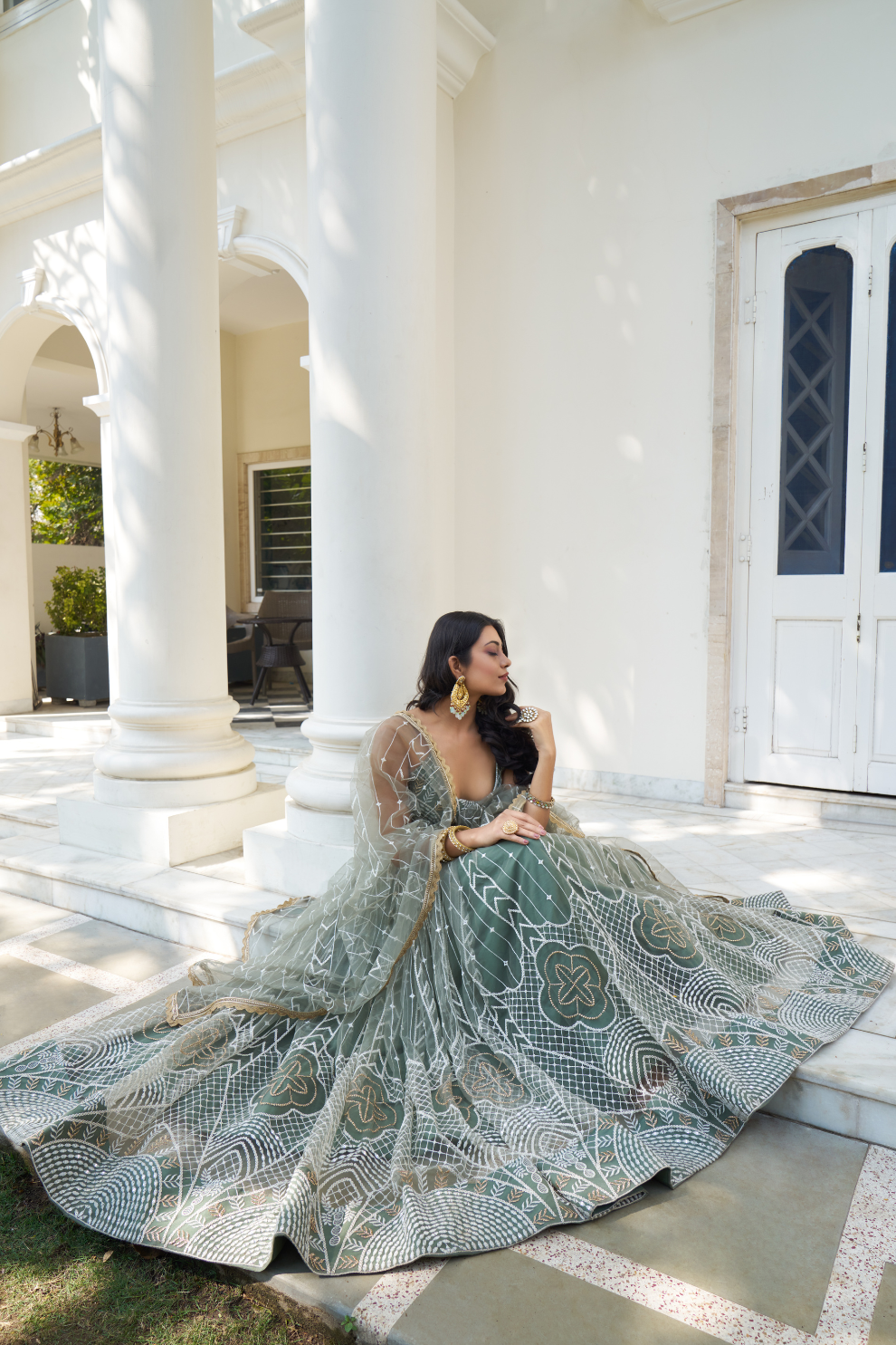 Graceful Thread and Sequin Embroidered Net Lehenga for Parties