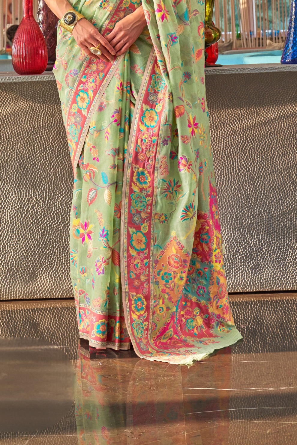 Kashmiri Modal Pashmina Silk Saree with Traditional Elegance
