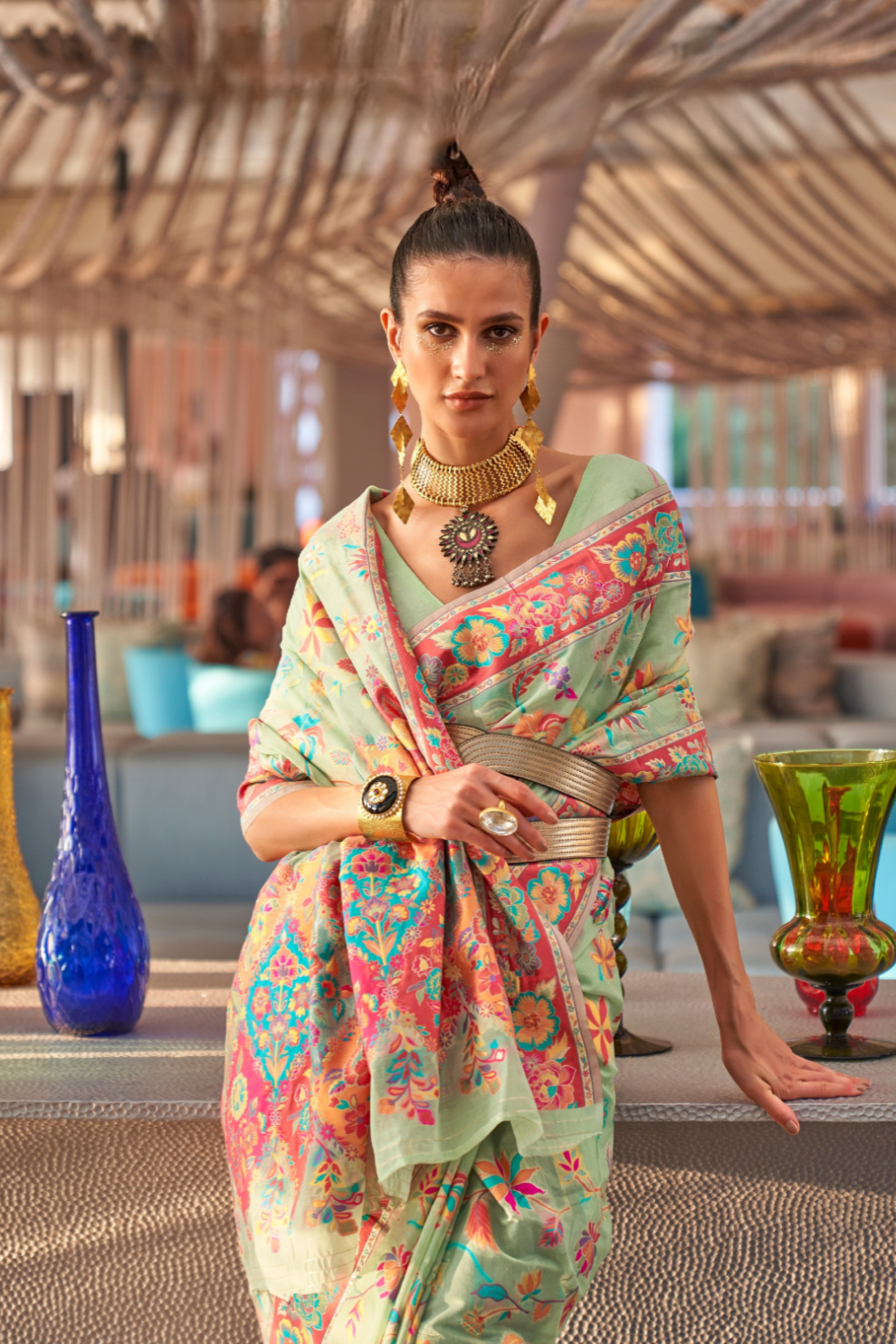 Kashmiri Modal Pashmina Silk Saree with Traditional Elegance