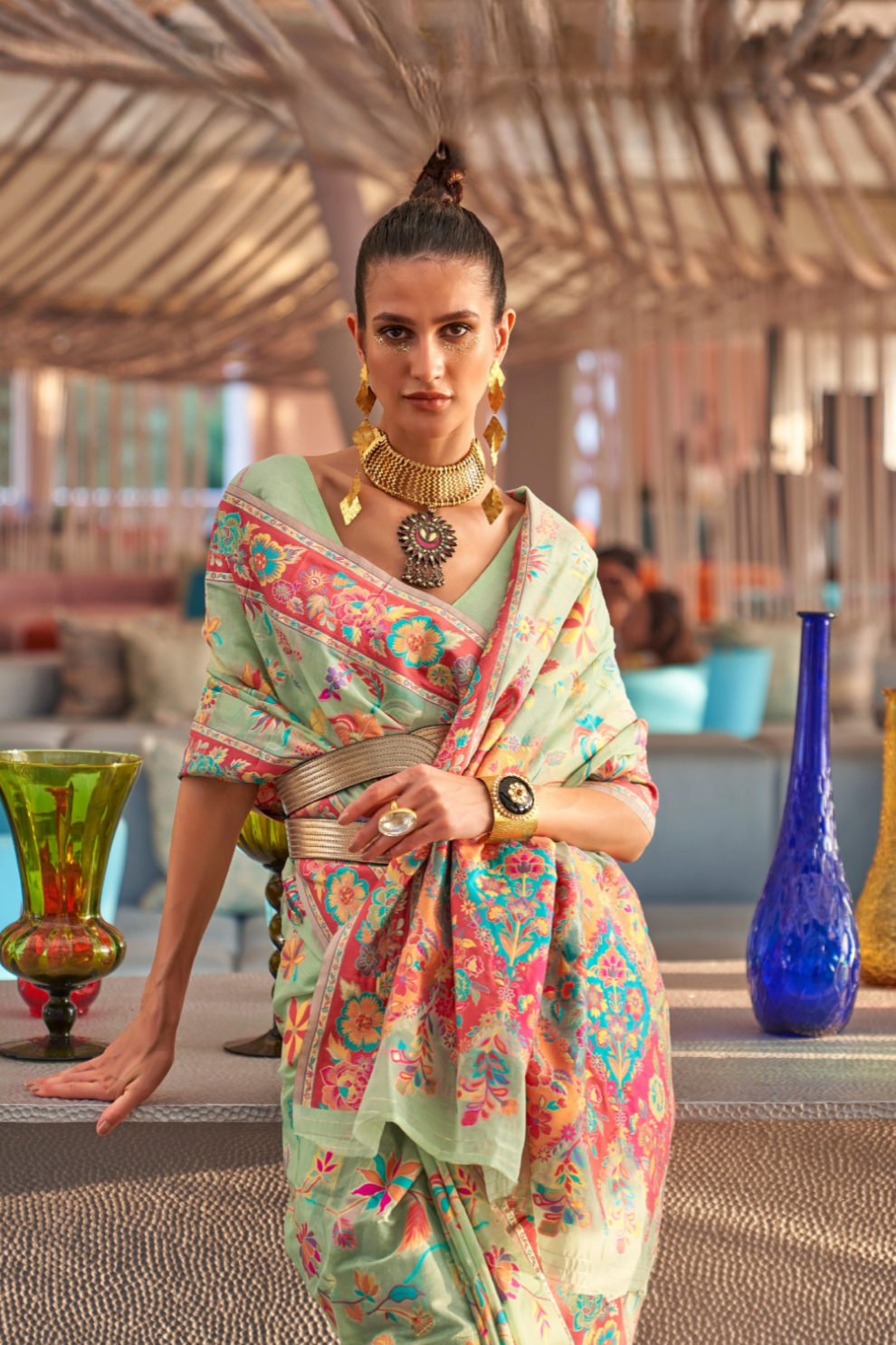 Kashmiri Modal Pashmina Silk Saree with Traditional Elegance