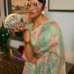 Floral Zari Silk Blend Banarasi Saree with Elegant Weave