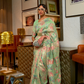 Floral Zari Silk Blend Banarasi Saree with Elegant Weave