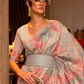 Floral Zari Silk Blend Banarasi Saree with Elegant Weave