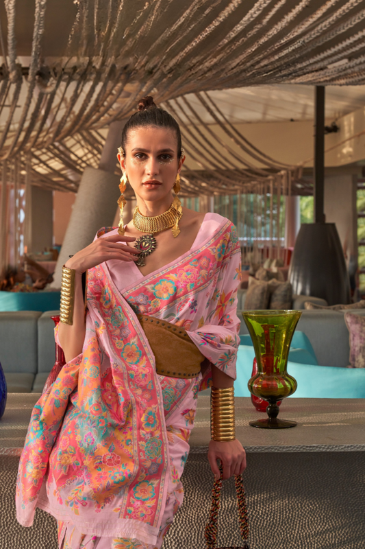 Kashmiri Modal Pashmina Silk Saree with Traditional Elegance