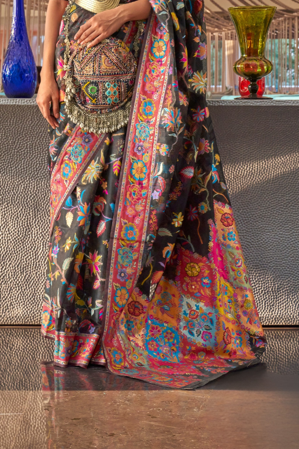 Kashmiri Modal Pashmina Silk Saree with Traditional Elegance