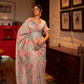 Floral Zari Silk Blend Banarasi Saree with Elegant Weave