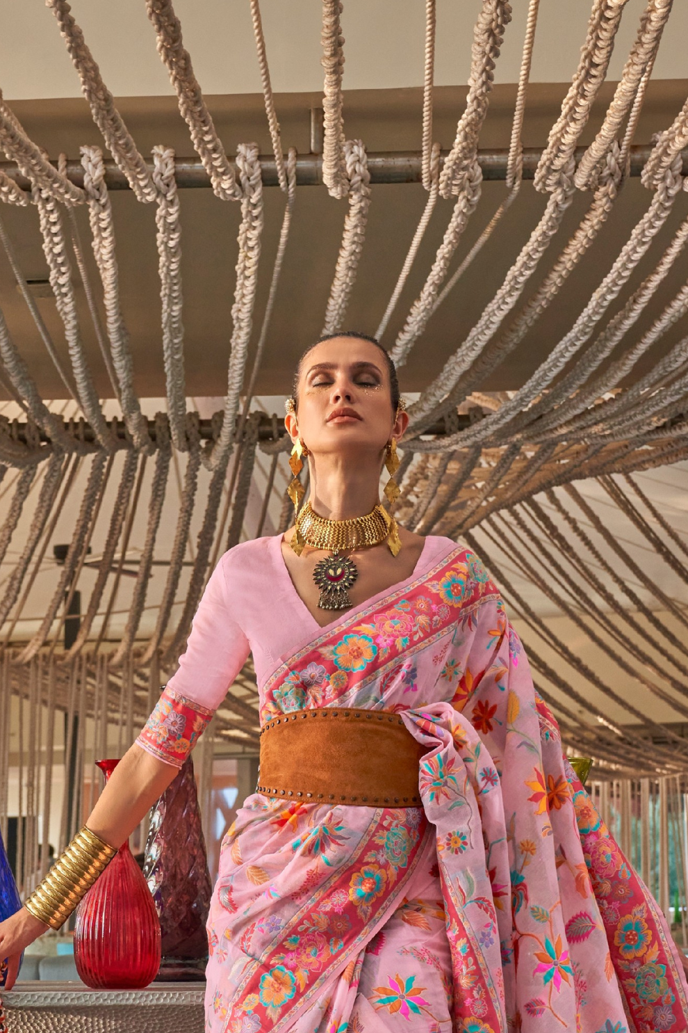 Kashmiri Modal Pashmina Silk Saree with Traditional Elegance