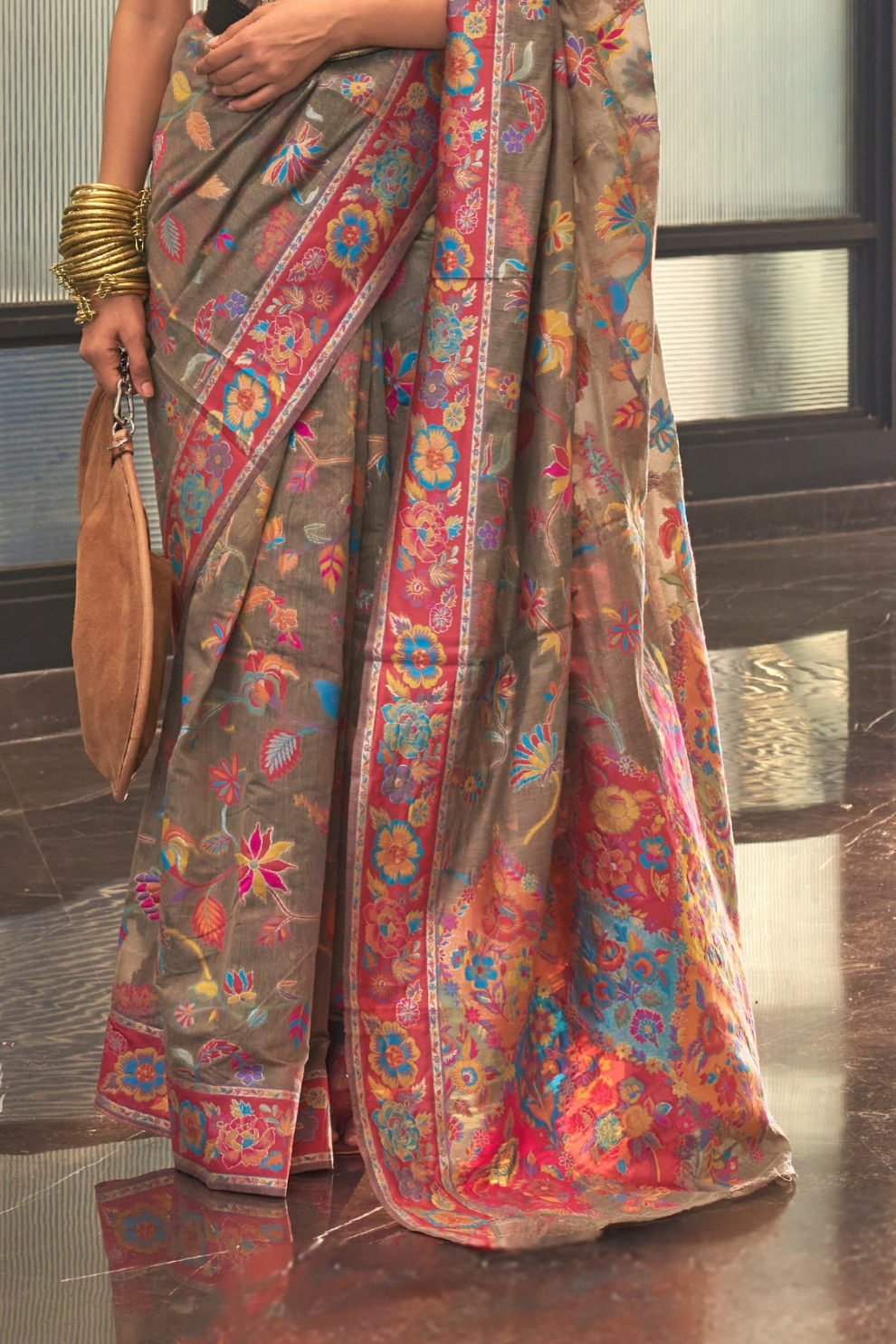 Kashmiri Modal Pashmina Silk Saree with Traditional Elegance