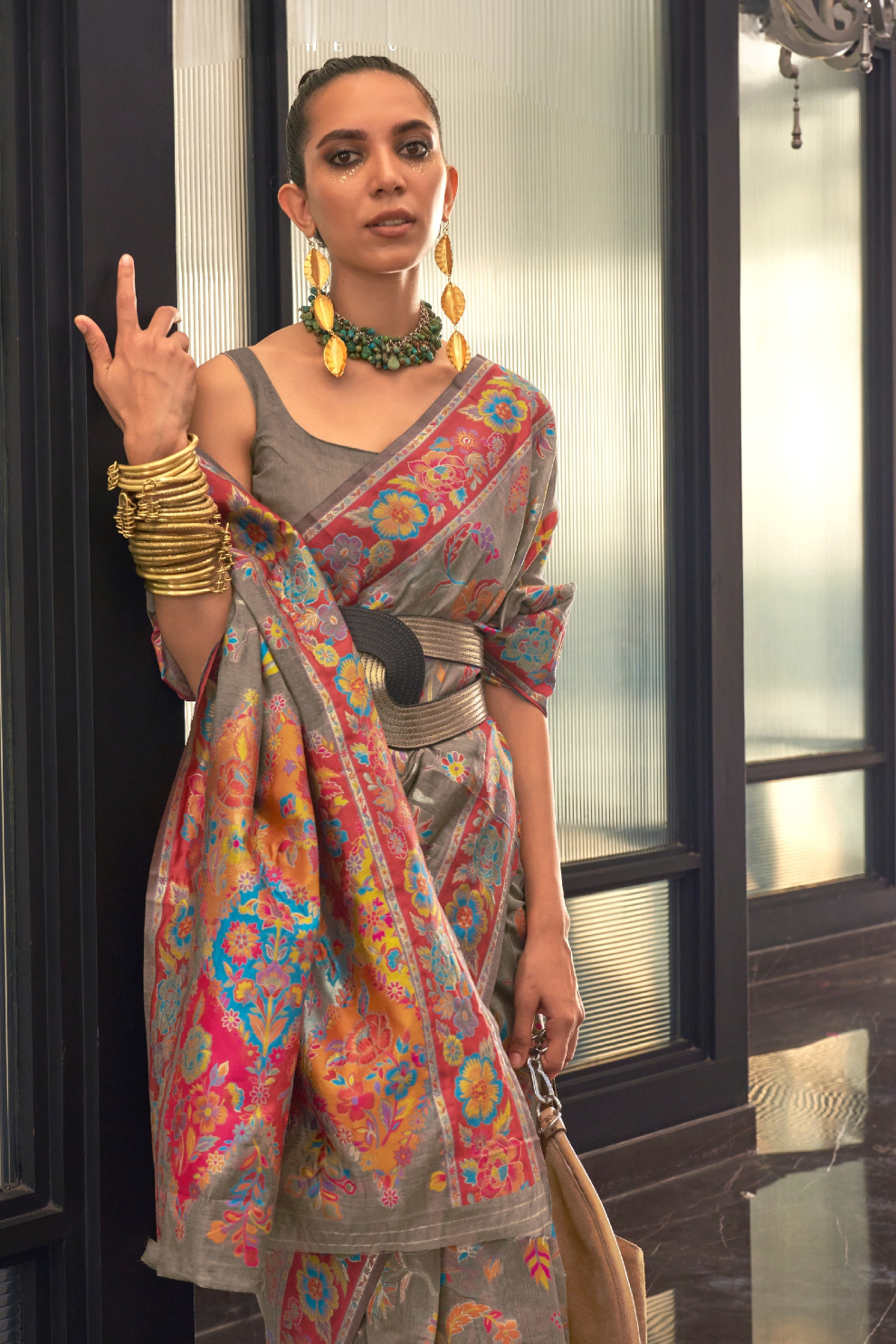 Kashmiri Modal Pashmina Silk Saree with Traditional Elegance