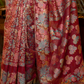 Floral Zari Silk Blend Banarasi Saree with Elegant Weave