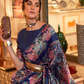 Floral Zari Silk Blend Banarasi Saree with Elegant Weave