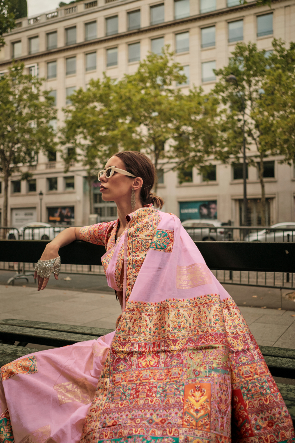 Kashmiri Modal Handloom Weaving Saree with Intricate Traditional Patterns