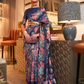 Floral Zari Silk Blend Banarasi Saree with Elegant Weave
