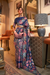 Floral Zari Silk Blend Banarasi Saree with Elegant Weave