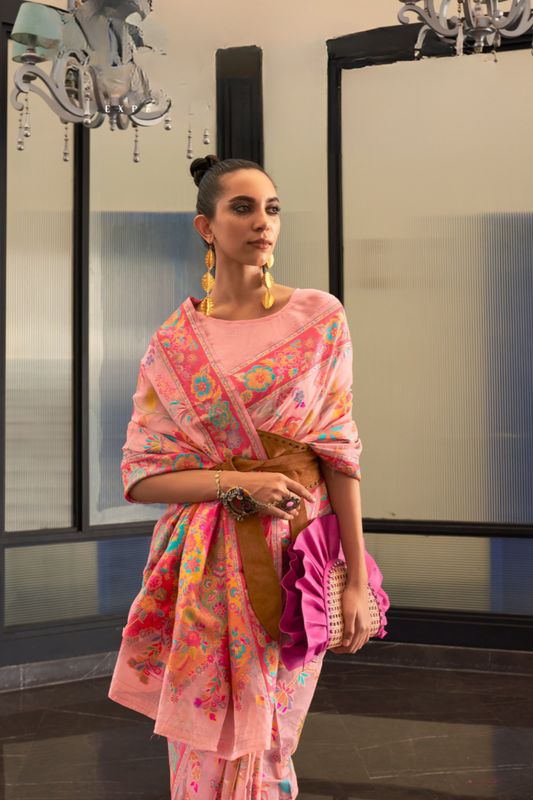 Kashmiri Modal Pashmina Silk Saree with Traditional Elegance