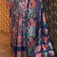 Floral Zari Silk Blend Banarasi Saree with Elegant Weave