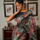 Floral Zari Silk Blend Banarasi Saree with Elegant Weave
