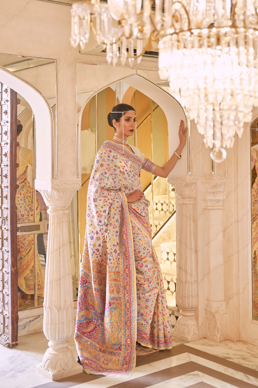 Premium Modal Silk Saree with Kashmiri Handloom Design