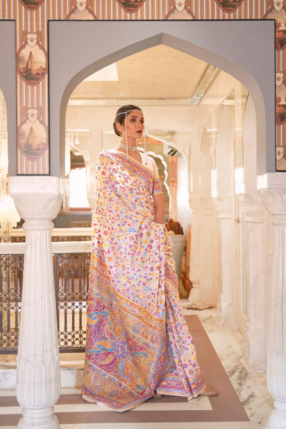 Premium Modal Silk Saree with Kashmiri Handloom Design