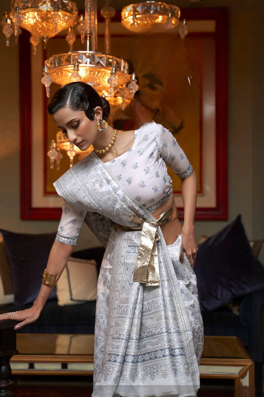 Kashmiri Woven Cotton Silk Designer Saree with Ethnic Charm