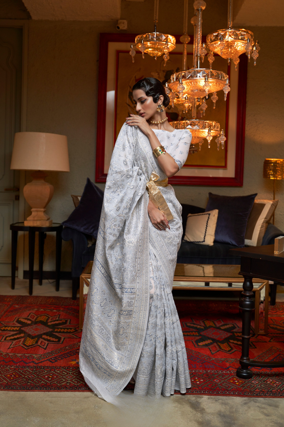 Kashmiri Woven Cotton Silk Designer Saree with Ethnic Charm