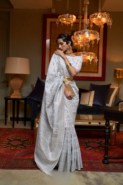 Kashmiri Woven Cotton Silk Designer Saree with Ethnic Charm