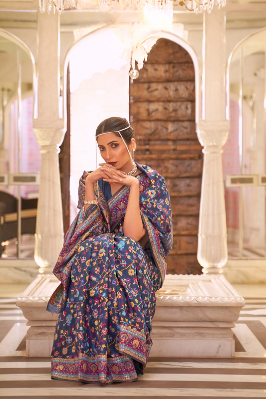 Premium Modal Silk Saree with Kashmiri Handloom Design
