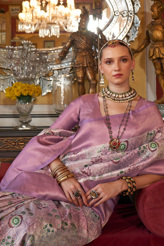 Traditional Woven Silk Blend Saree in Kanjivaram Design