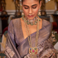 Elegant Silk Blend Saree with Kanjivaram Weave