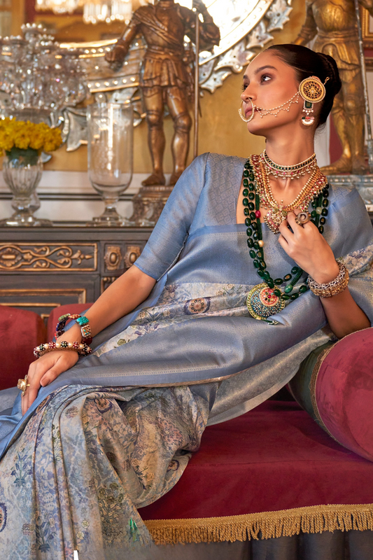 Traditional Woven Silk Blend Saree in Kanjivaram Design