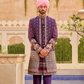 Regal Purple Bridal Lehenga & Floral Print Kurta Set for Couple - LaVante Fashion
