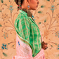 Graceful Linen Kora Saree with Woven Checks & Floral Elegance - LaVante Fashion