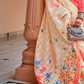 Graceful Linen Kora Saree with Woven Checks & Floral Elegance - LaVante Fashion