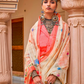 Graceful Linen Kora Saree with Woven Checks & Floral Elegance - LaVante Fashion