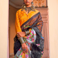 Graceful Linen Kora Saree with Woven Checks & Floral Elegance - LaVante Fashion