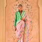 Graceful Linen Kora Saree with Woven Checks & Floral Elegance - LaVante Fashion