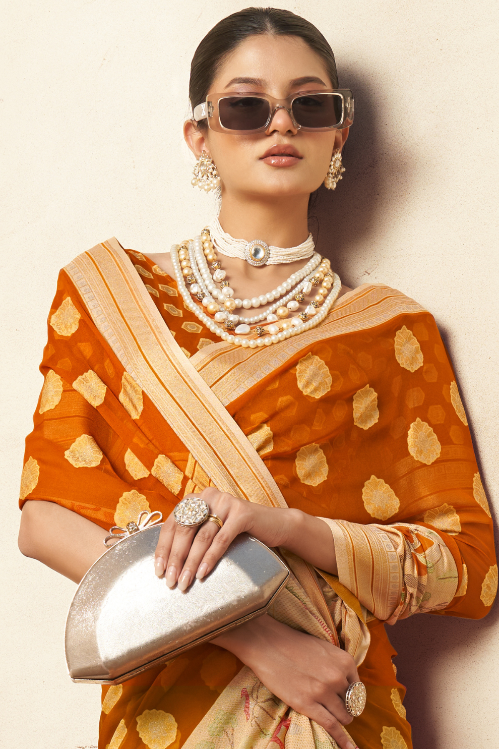 Georgette Saree with Artistic Burnout Butti for Occasions