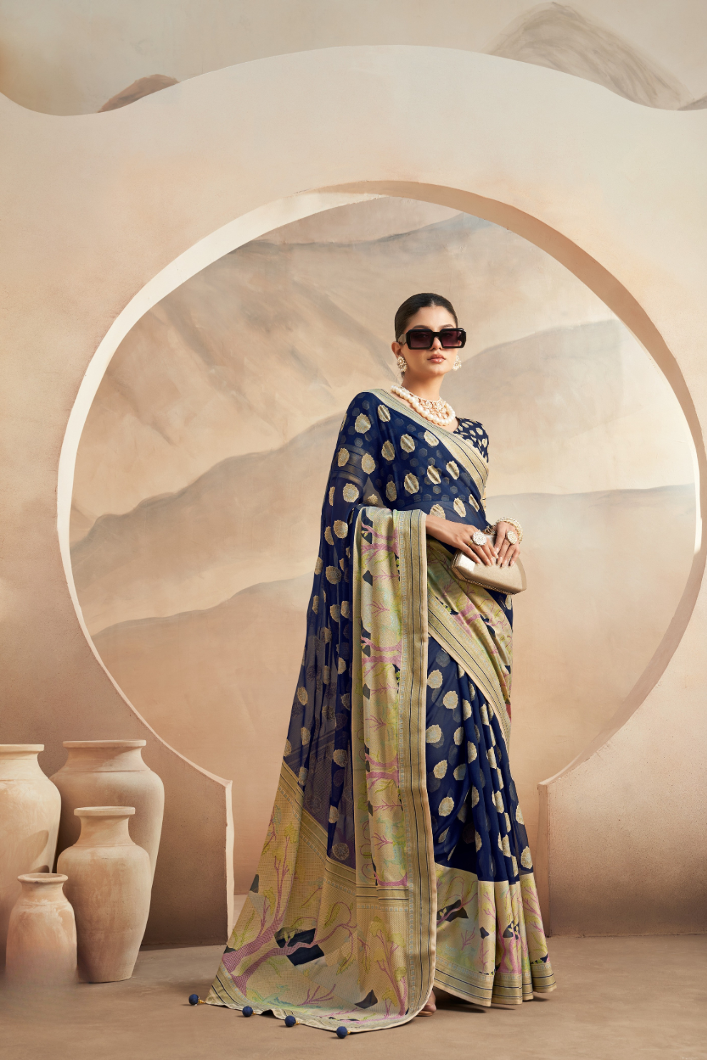Georgette Saree with Artistic Burnout Butti for Occasions