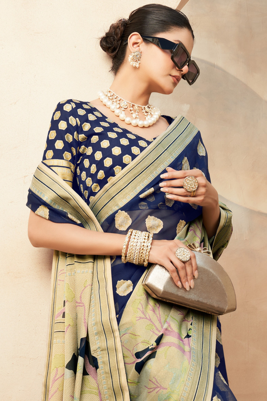 Georgette Saree with Artistic Burnout Butti for Occasions
