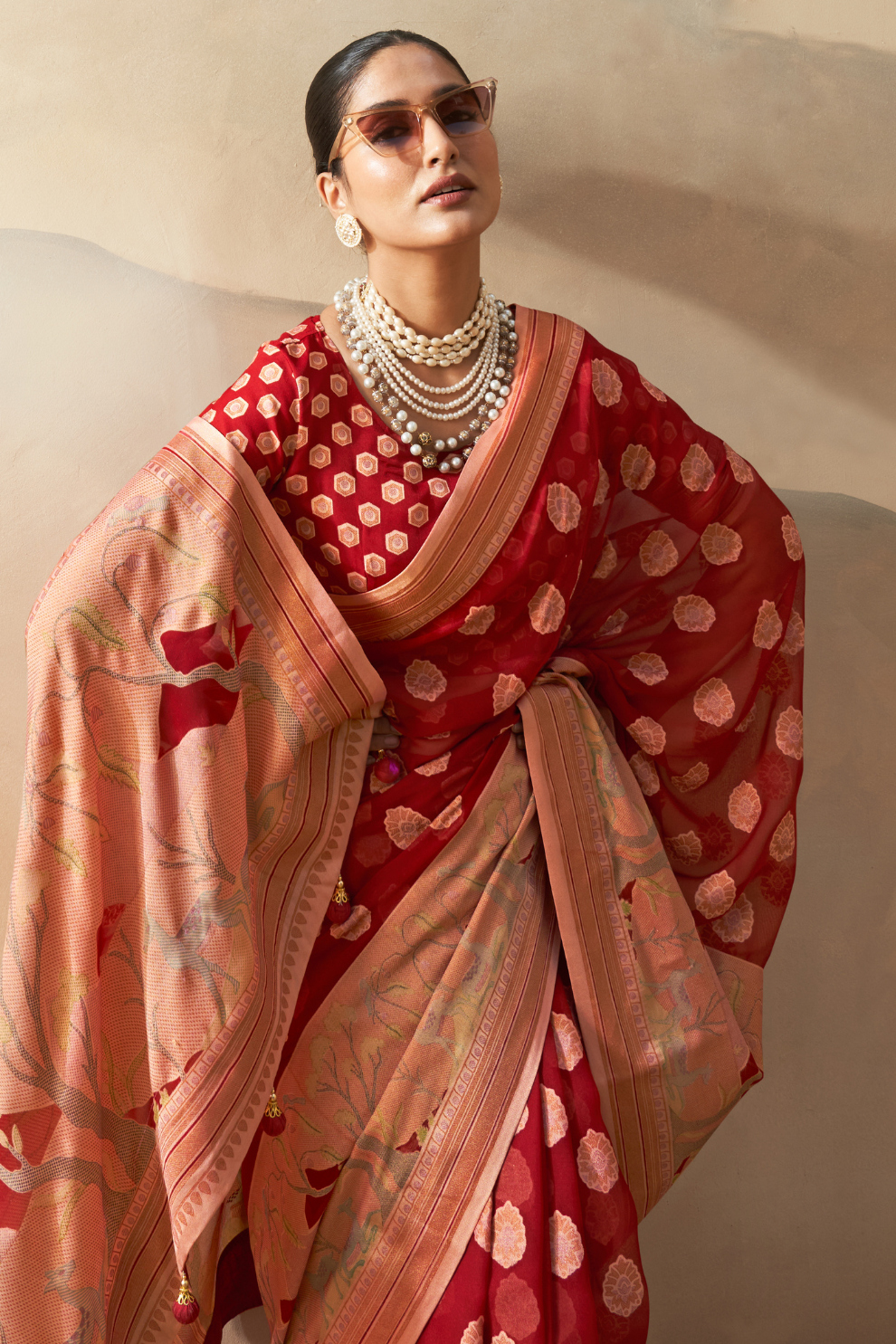 Georgette Saree with Artistic Burnout Butti for Occasions