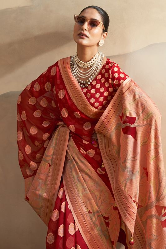 Georgette Saree with Artistic Burnout Butti for Occasions