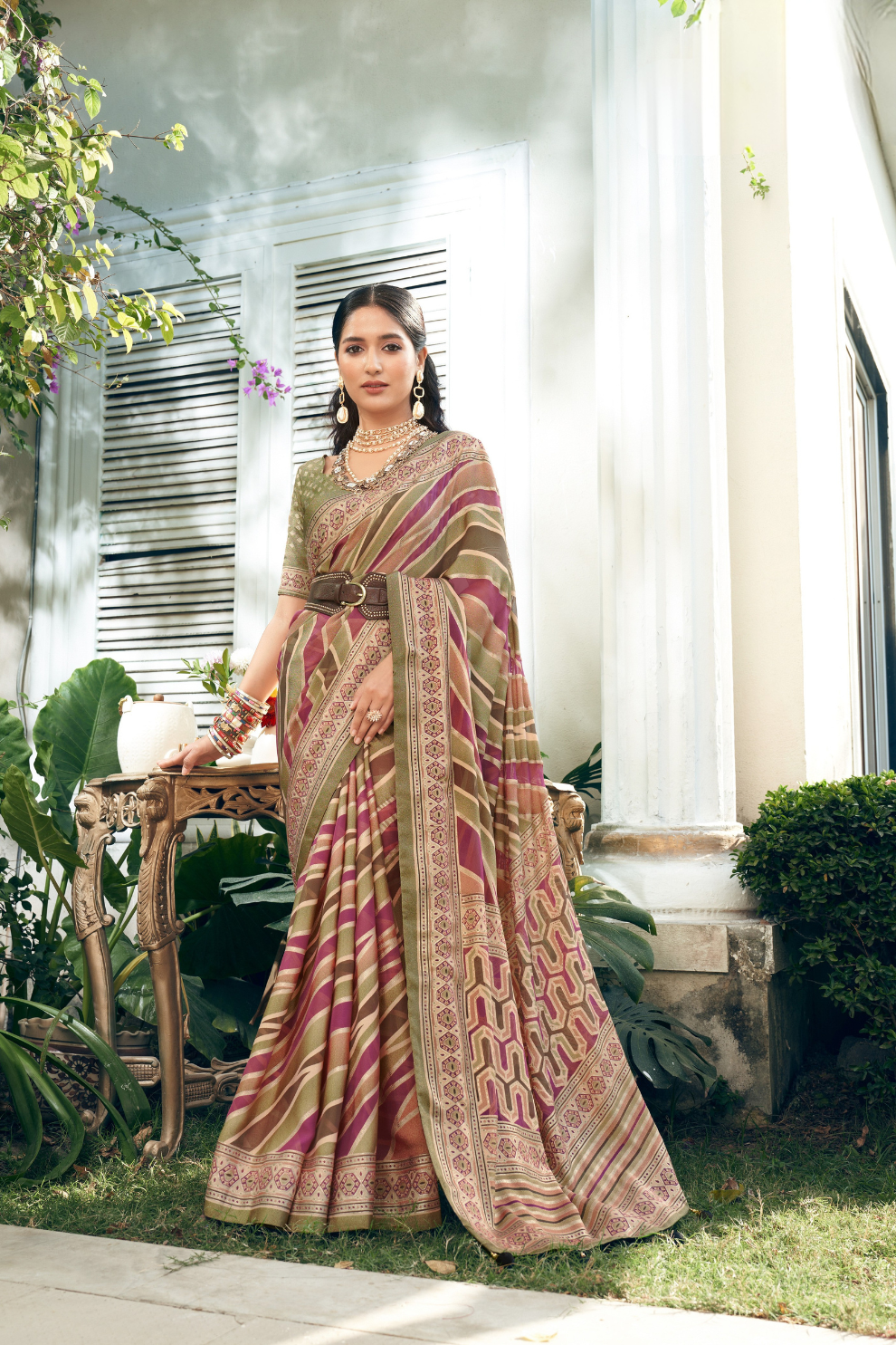 Pure Viscose Georgette Saree with Burnout Fancy Design