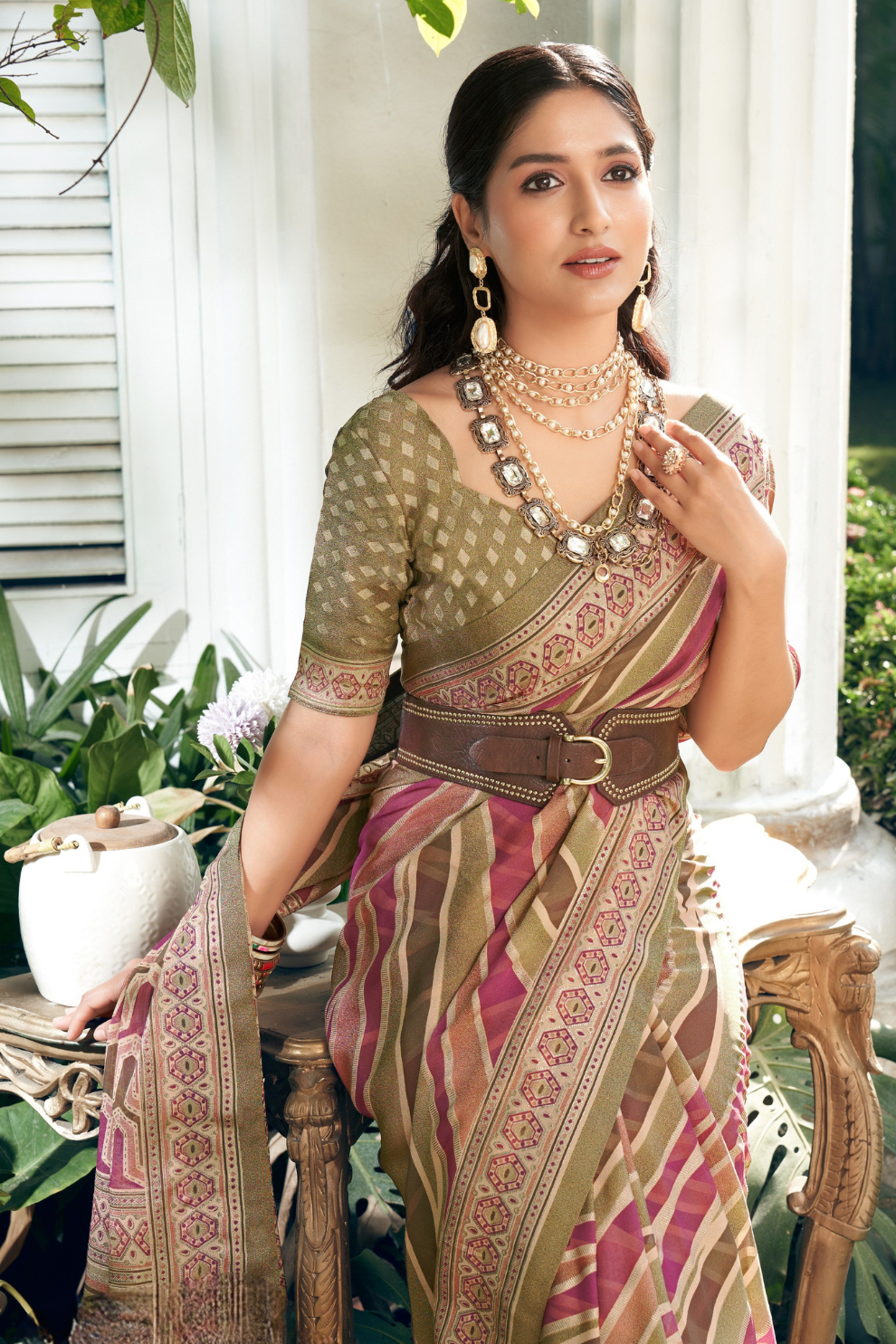 Pure Viscose Georgette Saree with Burnout Fancy Design