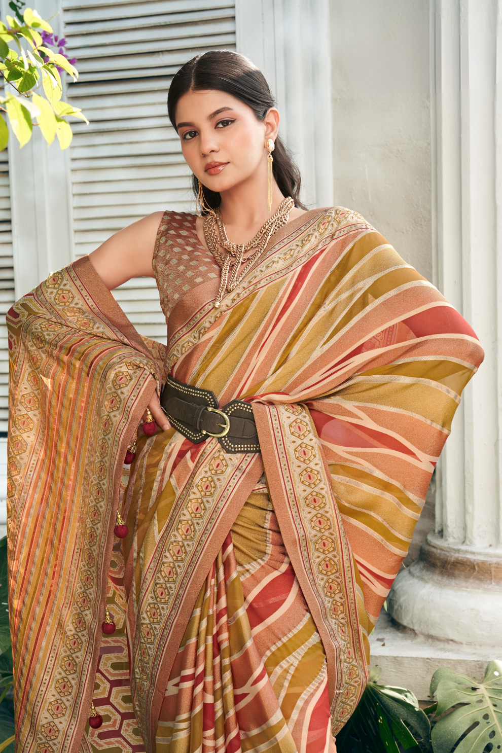 Pure Viscose Georgette Saree with Burnout Fancy Design