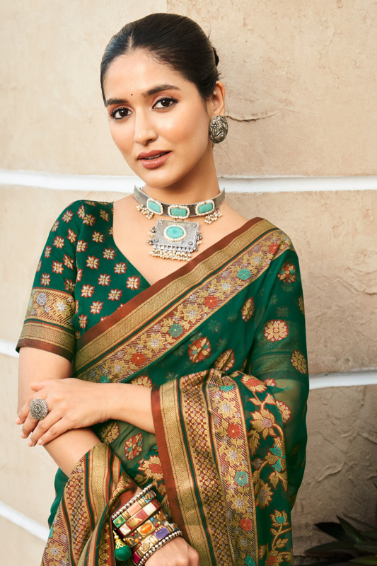 Luxury Polyester Viscose Georgette Saree with Burnout Traditional Design