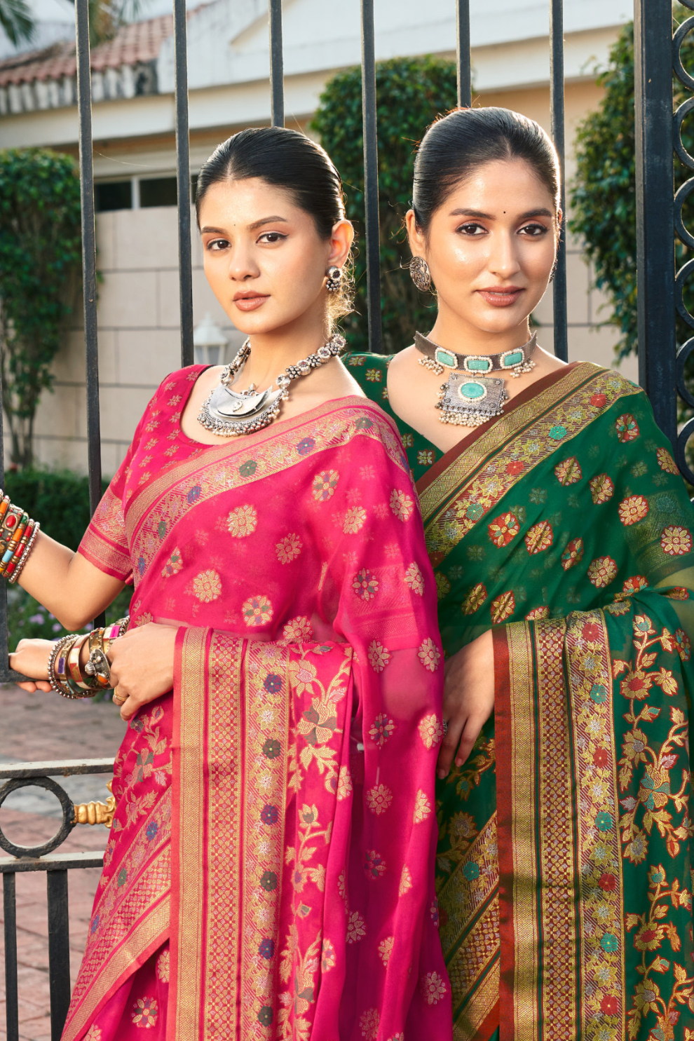 Luxury Polyester Viscose Georgette Saree with Burnout Traditional Design