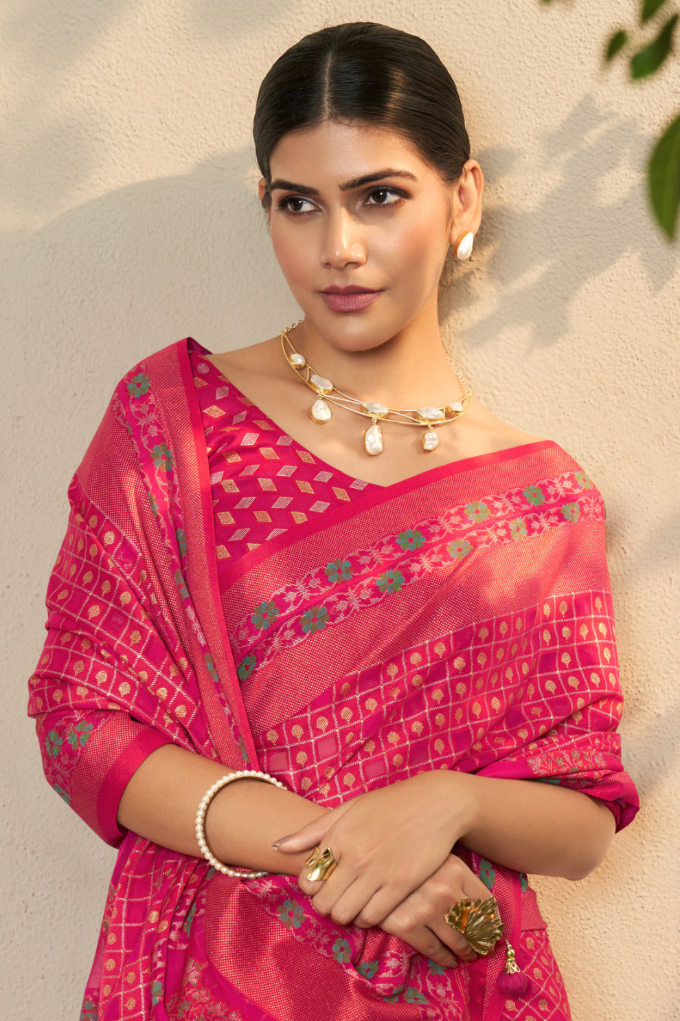 Pure Viscose Georgette Saree with Burnout and Soft Varnish Finish